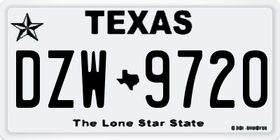 TX license plate DZW9720