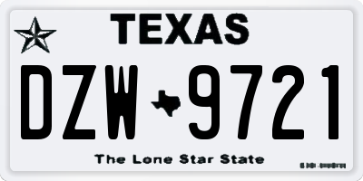 TX license plate DZW9721