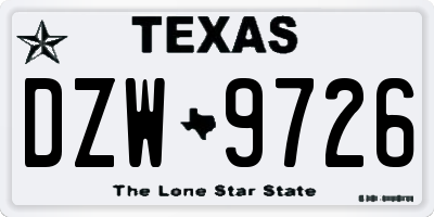 TX license plate DZW9726