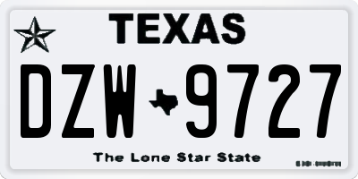 TX license plate DZW9727