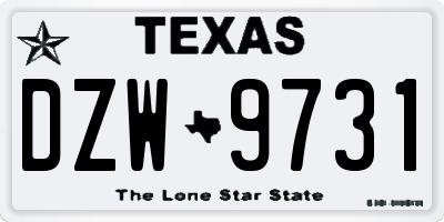 TX license plate DZW9731
