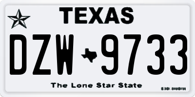 TX license plate DZW9733
