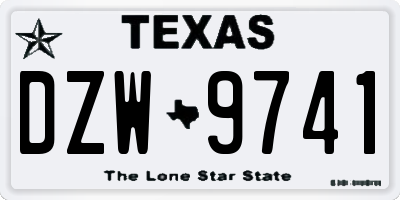 TX license plate DZW9741