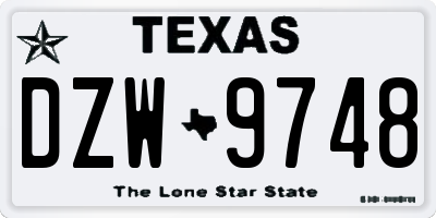 TX license plate DZW9748