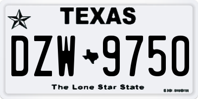 TX license plate DZW9750
