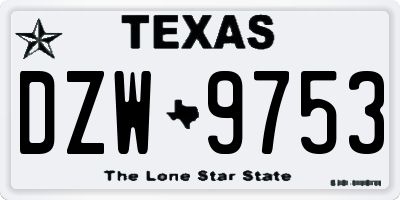 TX license plate DZW9753