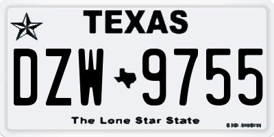 TX license plate DZW9755