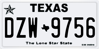 TX license plate DZW9756