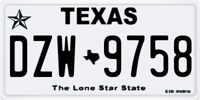 TX license plate DZW9758