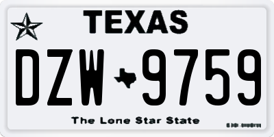 TX license plate DZW9759
