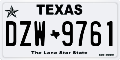 TX license plate DZW9761