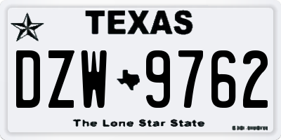 TX license plate DZW9762