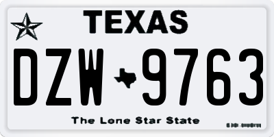 TX license plate DZW9763