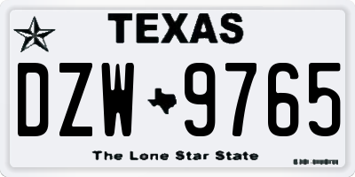 TX license plate DZW9765