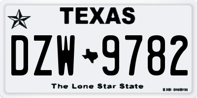 TX license plate DZW9782