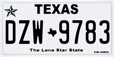 TX license plate DZW9783