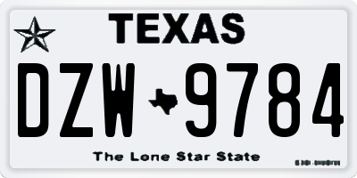 TX license plate DZW9784