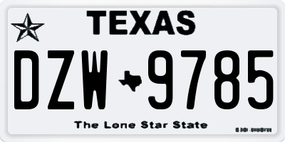 TX license plate DZW9785