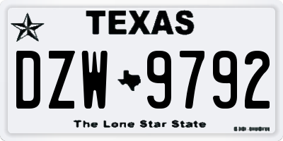 TX license plate DZW9792