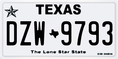 TX license plate DZW9793