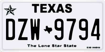TX license plate DZW9794