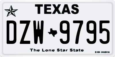 TX license plate DZW9795