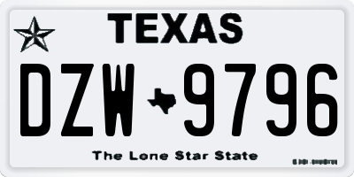 TX license plate DZW9796