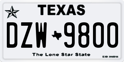 TX license plate DZW9800