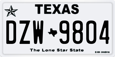 TX license plate DZW9804