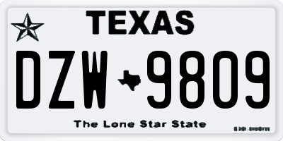 TX license plate DZW9809