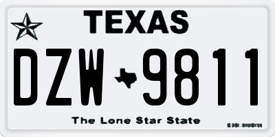 TX license plate DZW9811