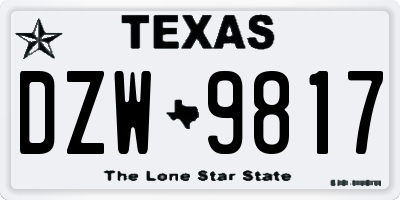 TX license plate DZW9817