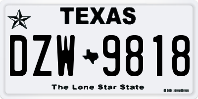 TX license plate DZW9818