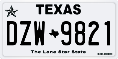TX license plate DZW9821