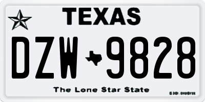 TX license plate DZW9828
