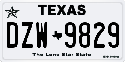 TX license plate DZW9829