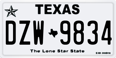 TX license plate DZW9834