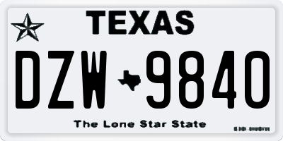 TX license plate DZW9840