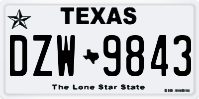 TX license plate DZW9843