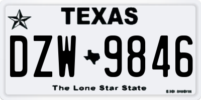 TX license plate DZW9846
