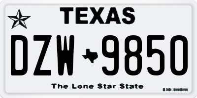 TX license plate DZW9850