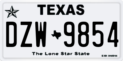 TX license plate DZW9854