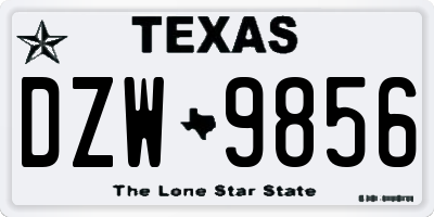 TX license plate DZW9856