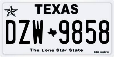 TX license plate DZW9858
