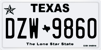 TX license plate DZW9860