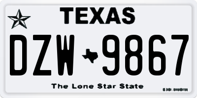 TX license plate DZW9867