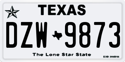TX license plate DZW9873