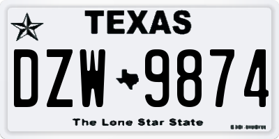 TX license plate DZW9874