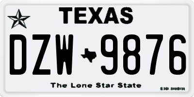 TX license plate DZW9876