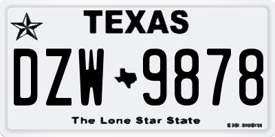 TX license plate DZW9878